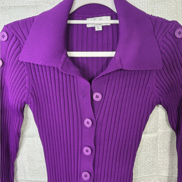 Hanifa Mira Elegant Purple Ribbed Knit Dress, size L, NWOT - Picture 4 of 11